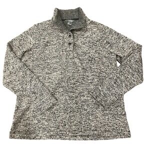 Natural Reflections Women's Sweater Quarter‎ Button Heathered Gray Medium